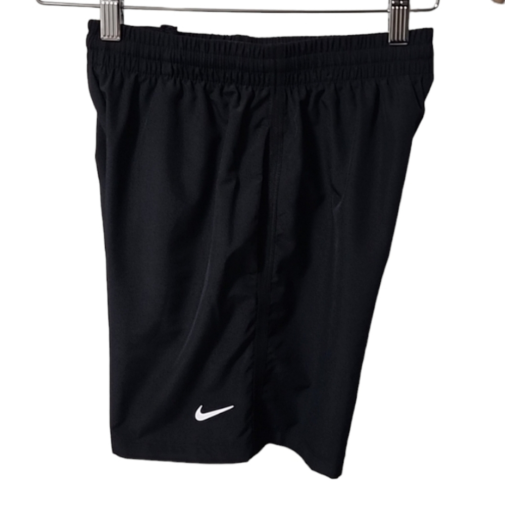 NIKE DRI-FIT Black Shorts Boys M 10 12 White Swoosh Running Track Sports Hybrid - Picture 10 of 11